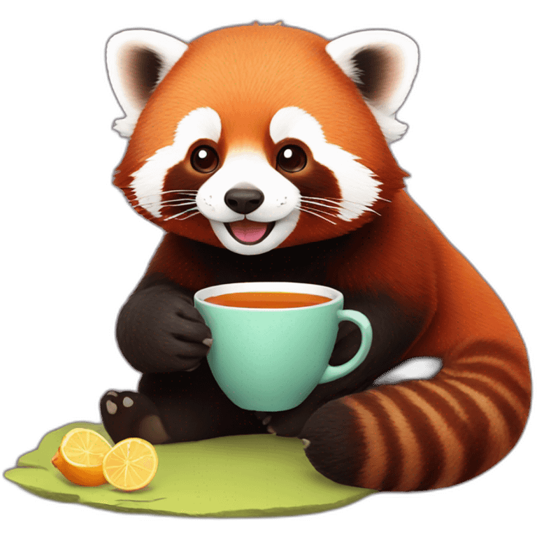 Red panda drinking tea emoji