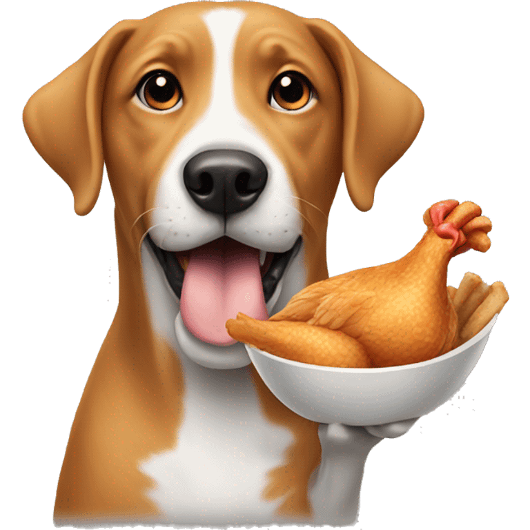 Dog eating chicken emoji