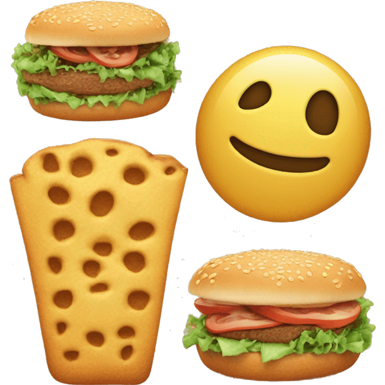 An emoji of three identical food items, each in different sizes: a large, a medium, and a small version, showcasing their size variations emoji