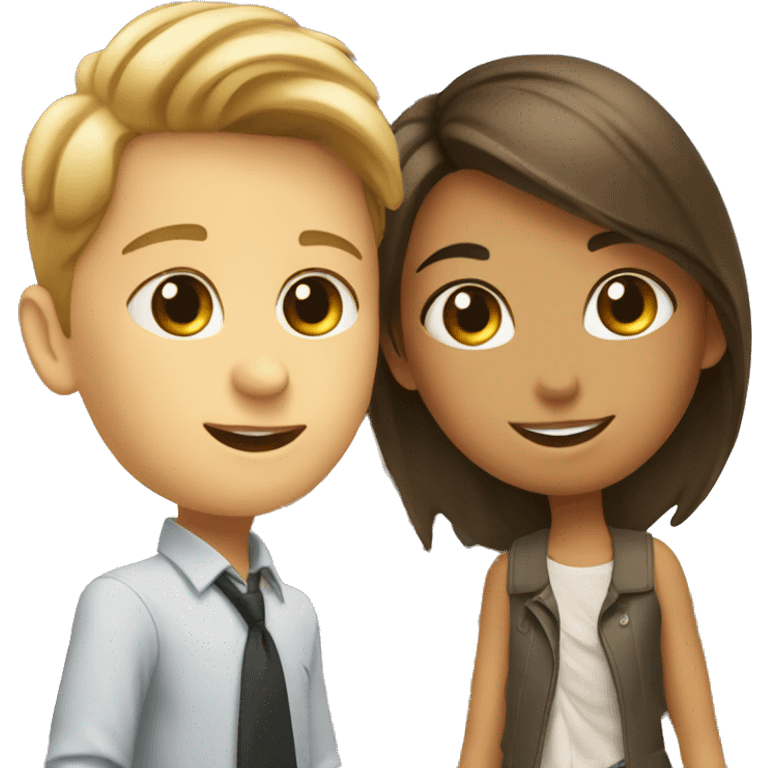 Girl and boy in front of eiffel tower emoji