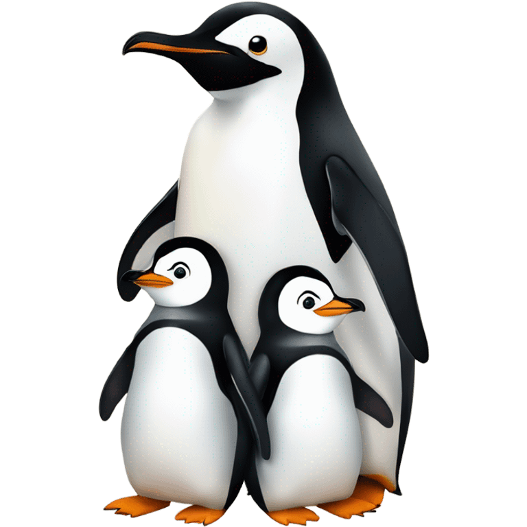 Mommy penguin with three baby penguins  emoji