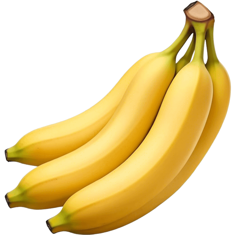 Cinematic bright yellow banana, smooth peel with gentle curves, slightly ripened, stacked in a charming bunch, warm glowing background, soft and inviting. emoji