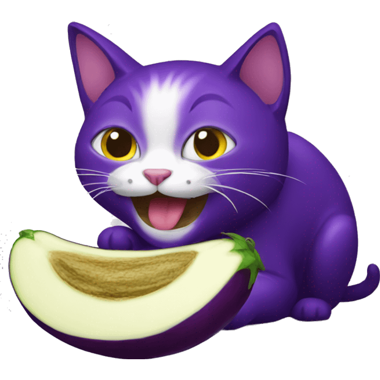 cat eating eggplant emoji