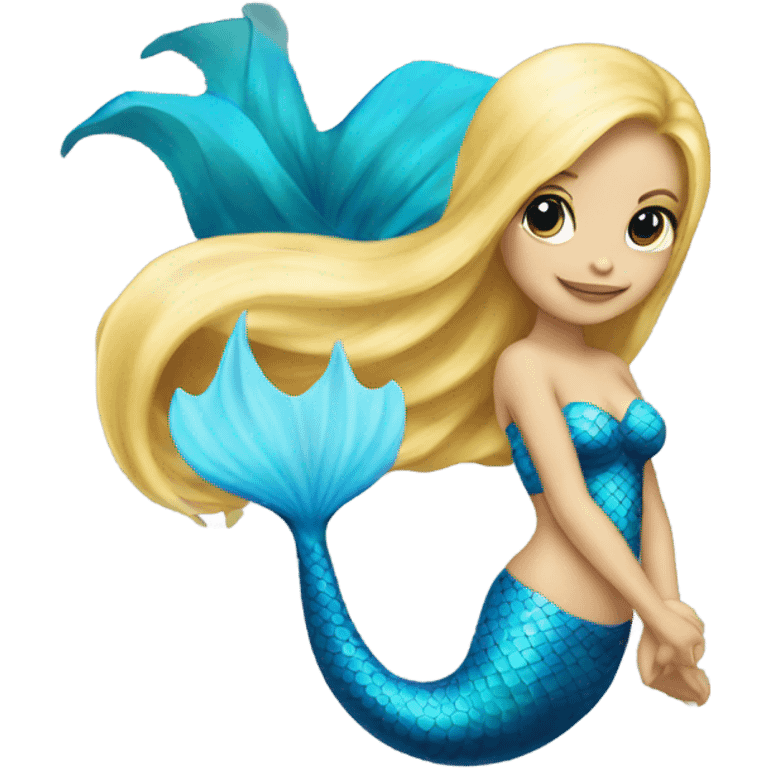 blonde mermaid with blue tail emoji