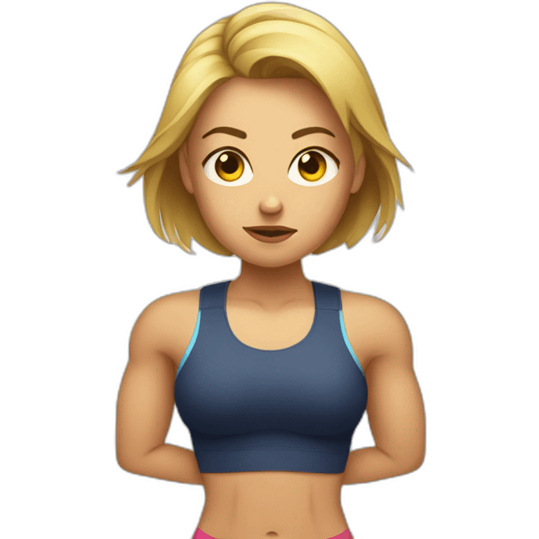 a sad female fitness trainer weightlifting emoji