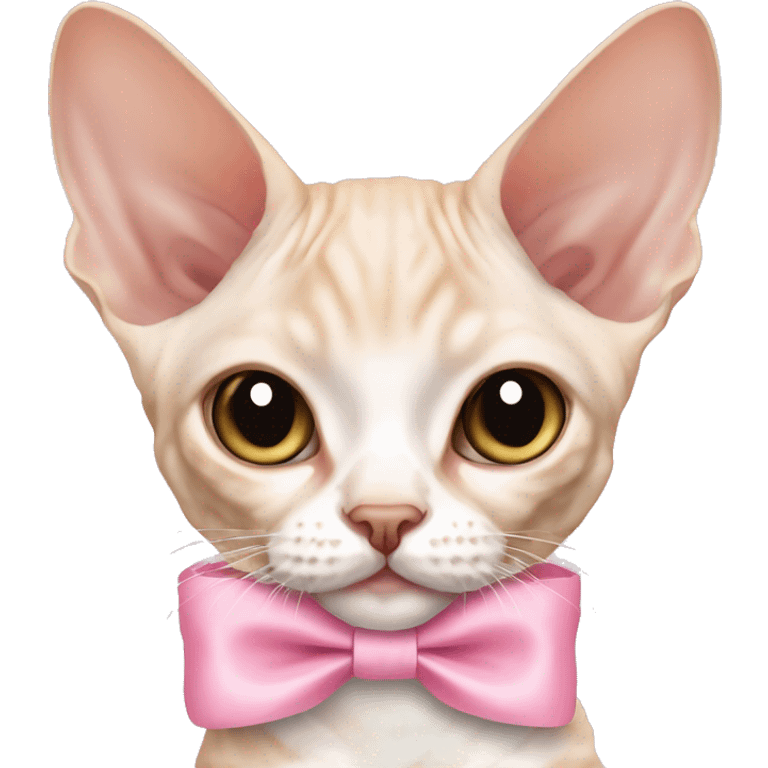 Devon Rex cat with baby pink bow emoji