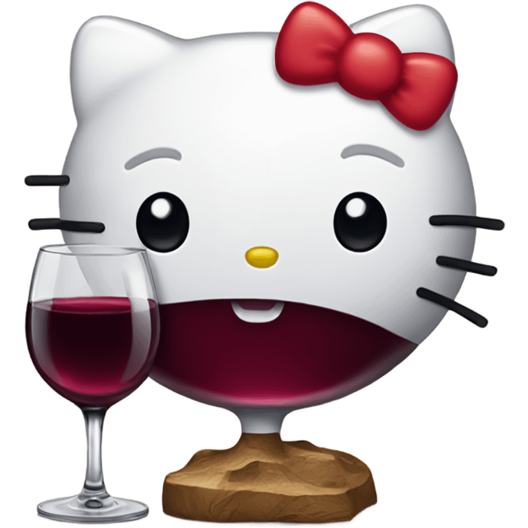 Hello Kitty drinking red wine emoji