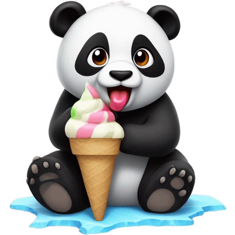 Panda eating ice cream emoji