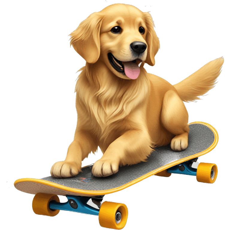 Golden retriever riding a skateboard  emoji