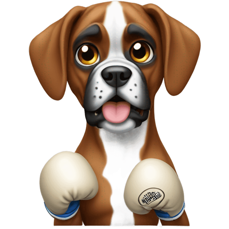 boxer dog witn boxing gloves  emoji