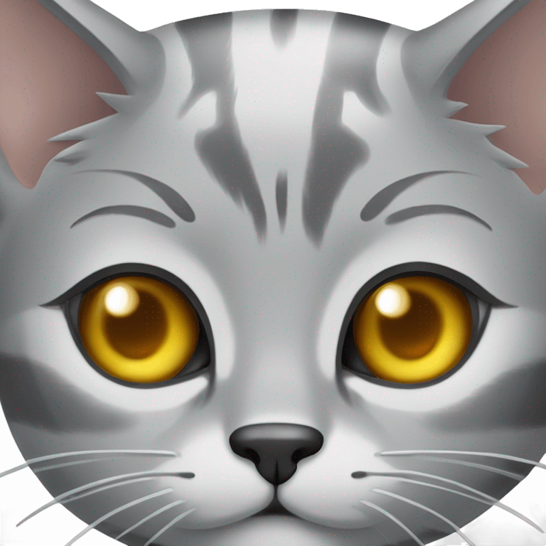 Face of bengal gray silver cat with honey light eyes emoji