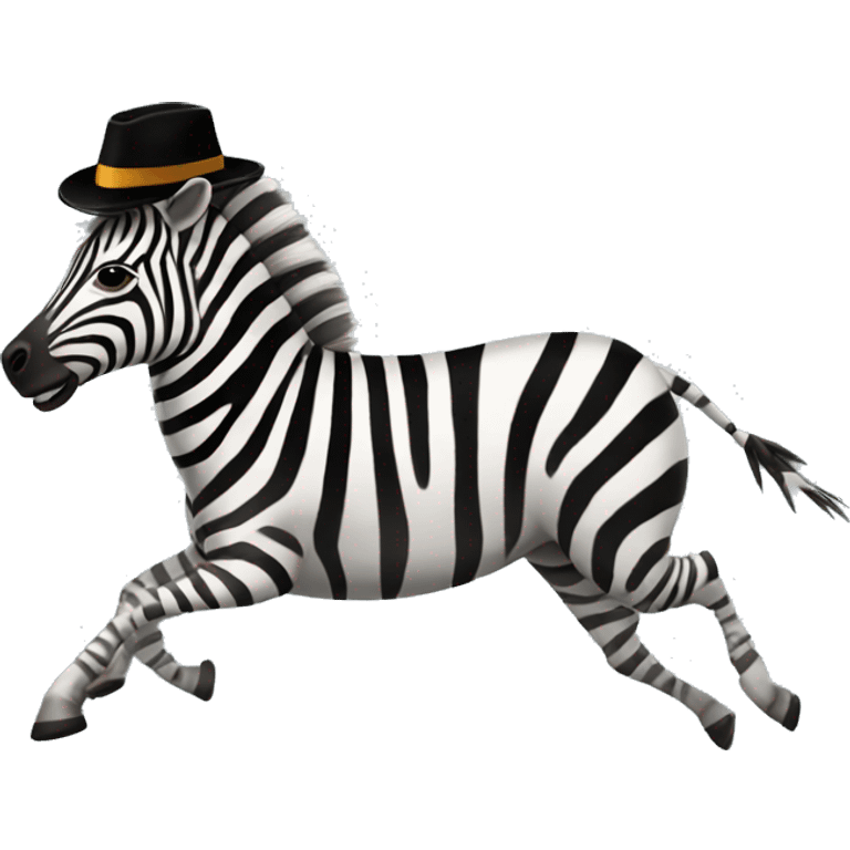 zebra wearing a hat running emoji