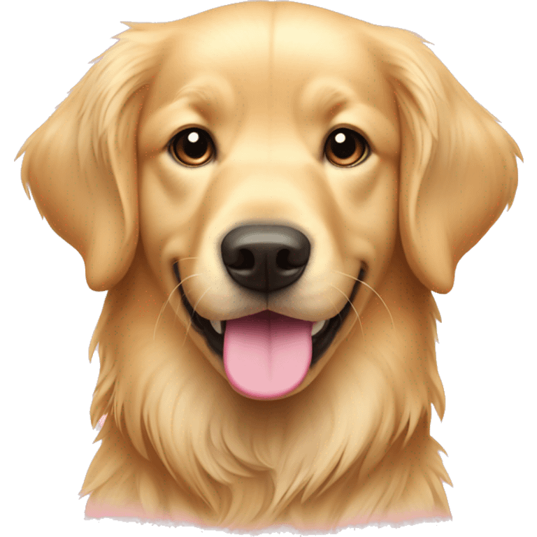 light golden retriever with pink collar  emoji