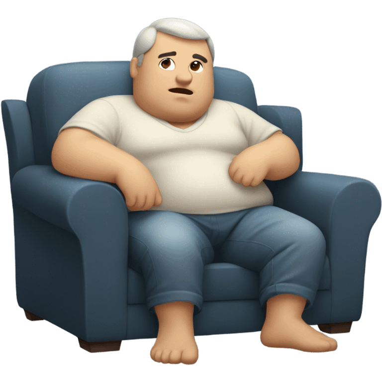 Fat guy sitting on couch white emoji