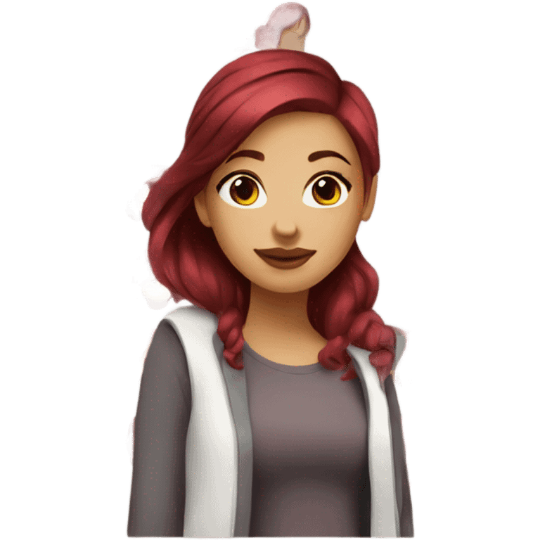 Girl with maroon hair plus size emoji