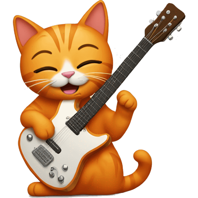 orange cat plays guitar emoji