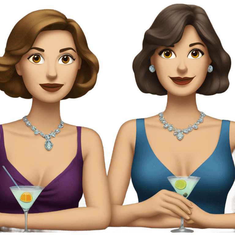 rich caucasian women two friends sipping martinis brunettes emoji