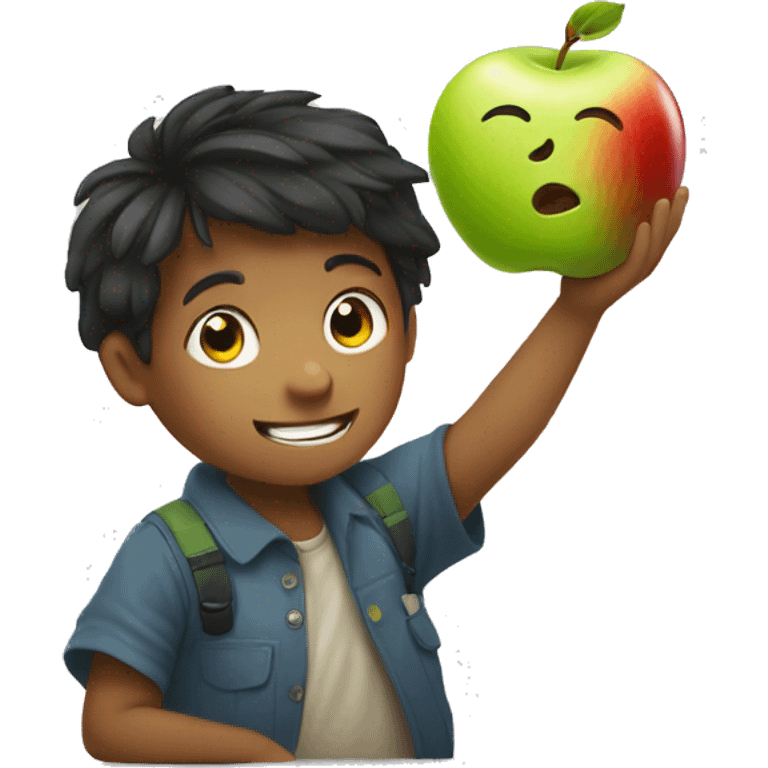 Apple With Funny little Boy emoji