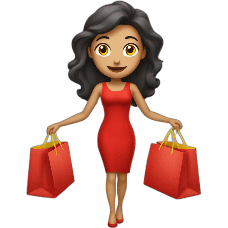 mujer con pelo ondulado rojo yendo de compras emoji