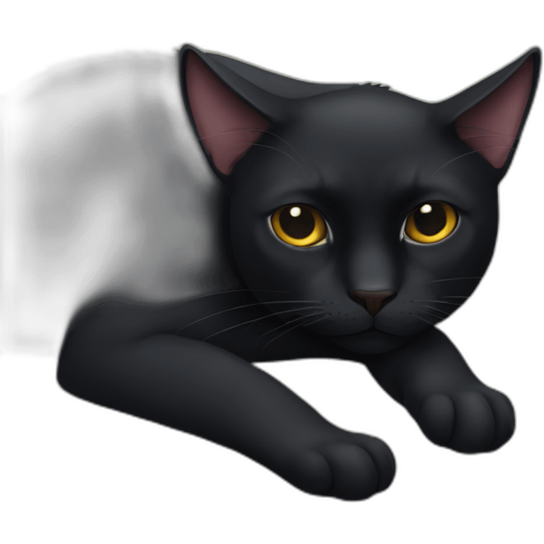 lazy black cat emoji