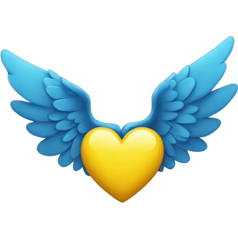 yellow heart with blue wings emoji