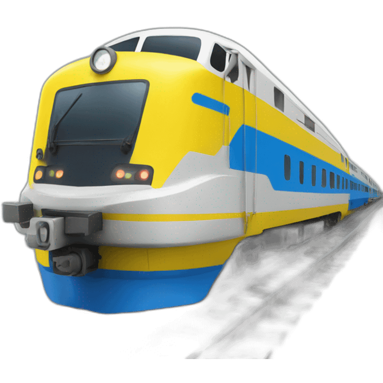 3d  Ukrainian train in Ukrainian colors emoji