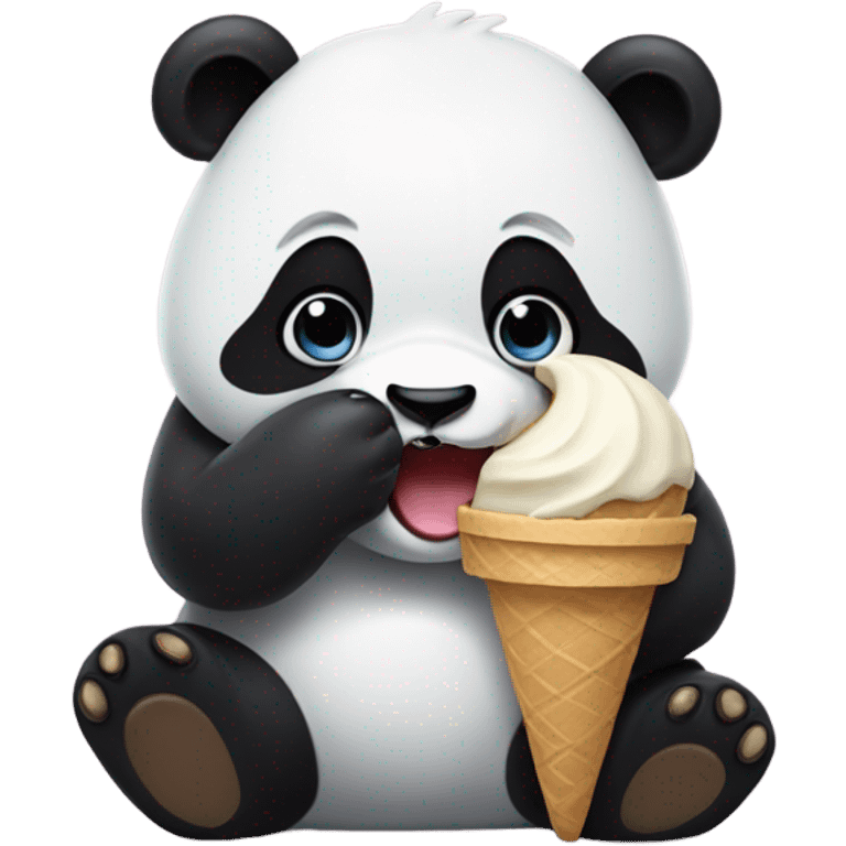 Panda eating ice cream emoji