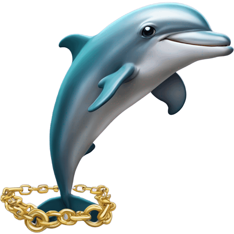 Dolphin with gold chain emoji