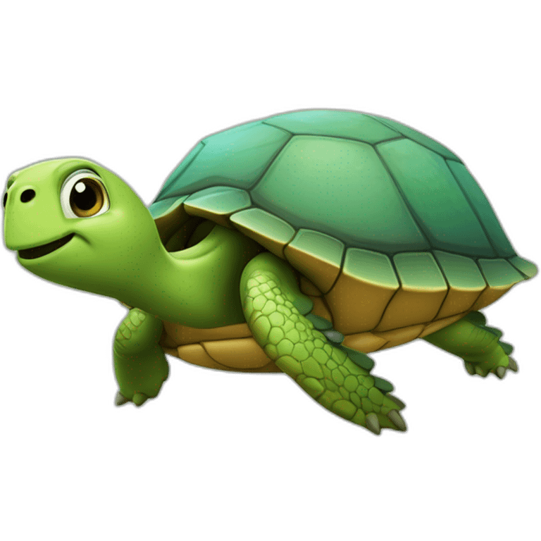 Un caca sur la carapace d’une tortue debout sur un avion emoji