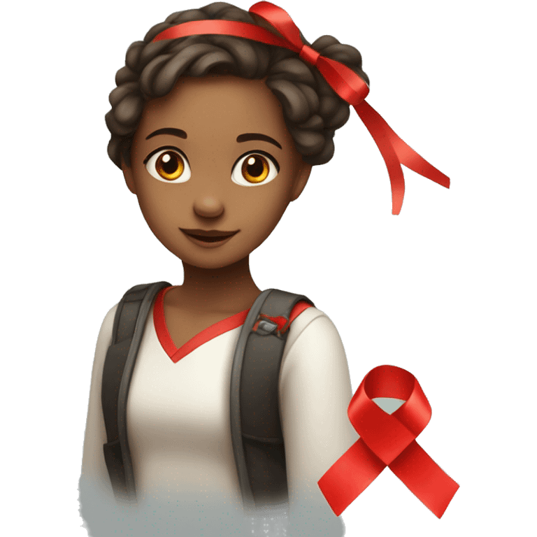 cute girl with a red ribbon on her head emoji