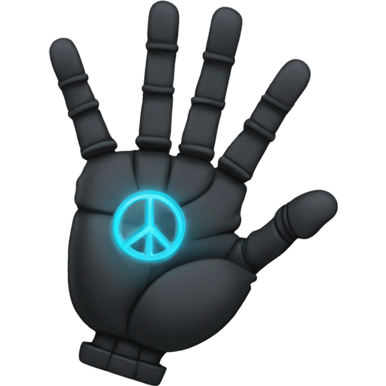 black robotic peace sign hand emoji