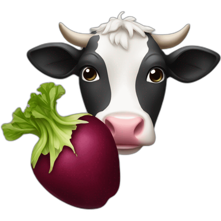 a cow is chewing a beet emoji