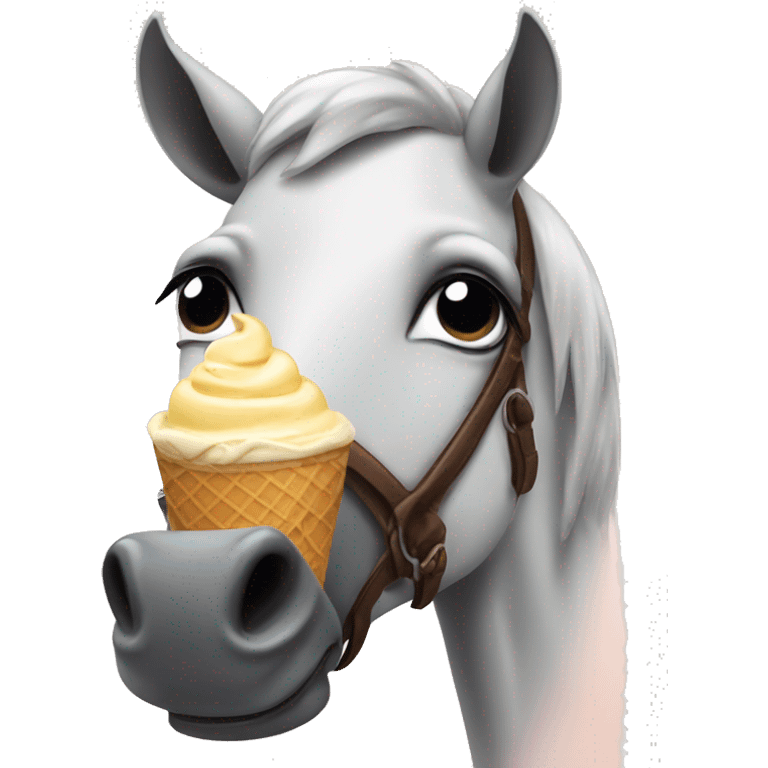 Horse eating an ice cream  emoji