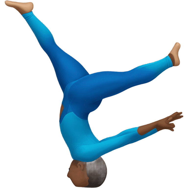 Gymnast in blue leotard in handstand emoji