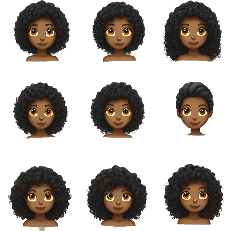 Black curly hair tan skin girl emoji