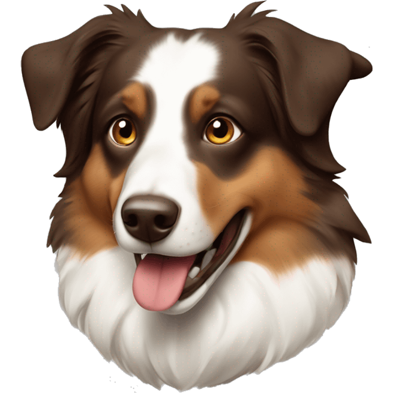 Brown and white Australian Shepherd with a bone in his mouth emoji