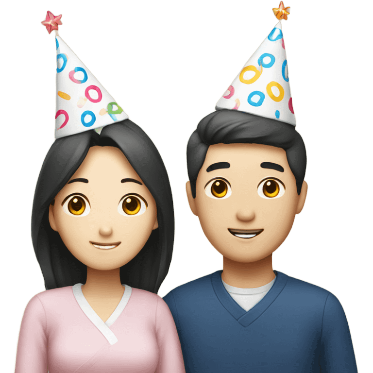 Korean couple celebrating birthday emoji