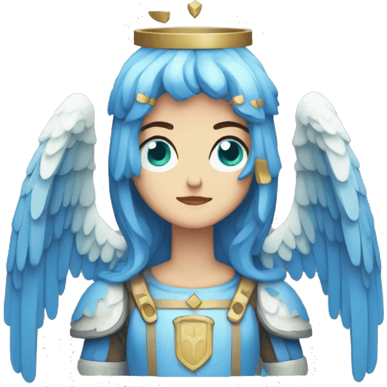 Pixel art of a medieval angel, blue face emoji