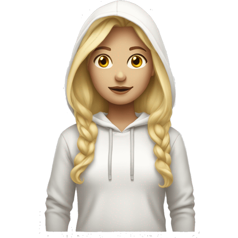 Blonde hair girl with a white hoodie emoji