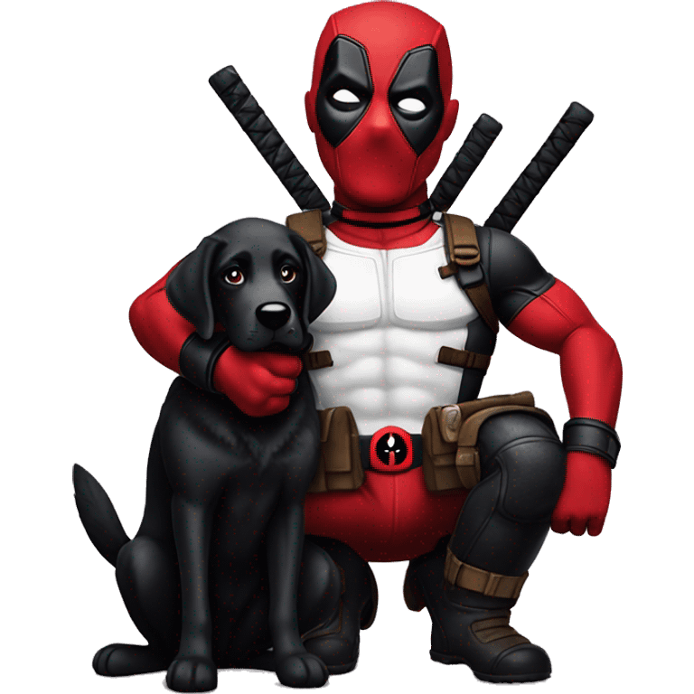 Deadpool holding black lab emoji