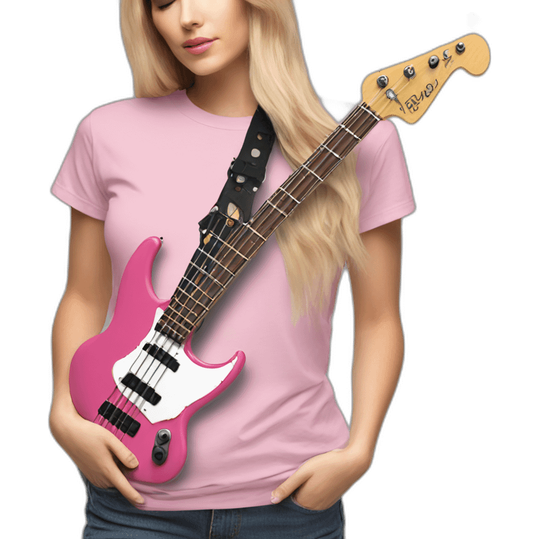 long-blond-bassguitar-player-pink-Tshirt-pink emoji