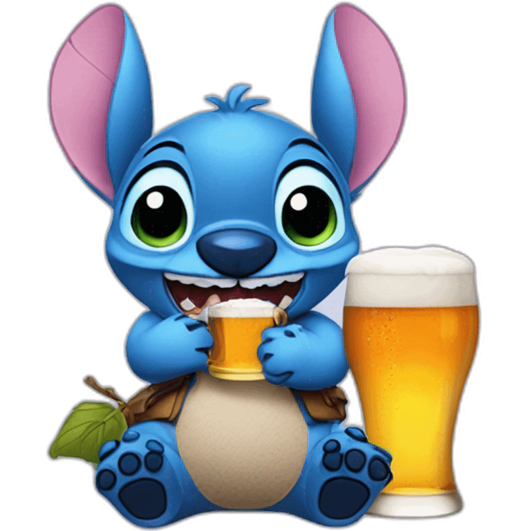 stitch avec une bier emoji