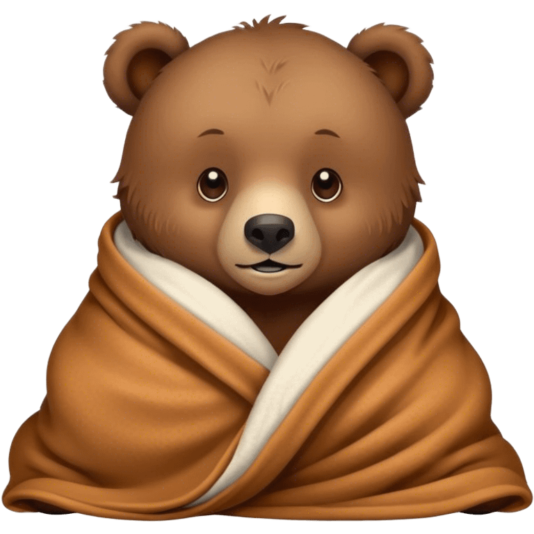 Grizzly bear cub cozy in blanket emoji