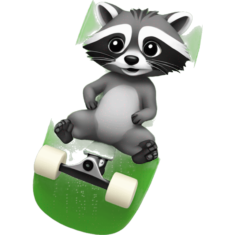 Raccoon on the green skateboard emoji