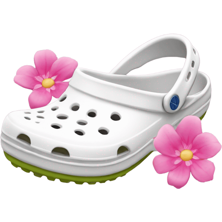 White Crocs with pink flowers emoji