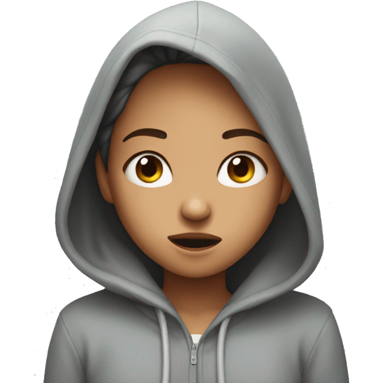 Girl crying with hoodie emoji