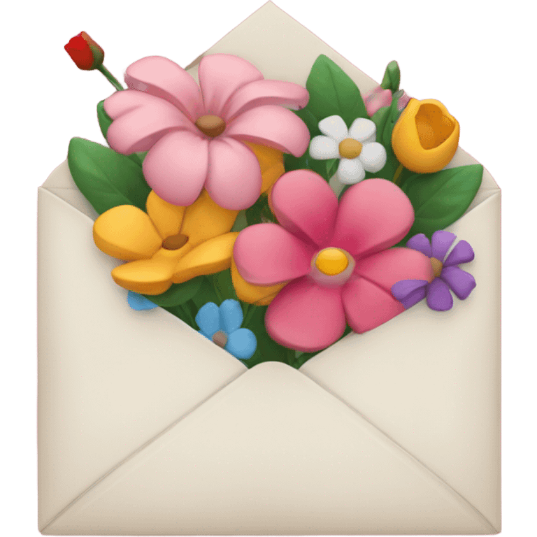 Love letter with flowers and kiss  emoji