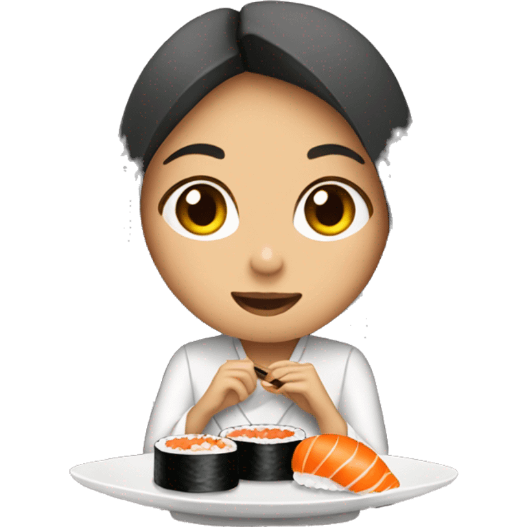 Girl eating sushi emoji