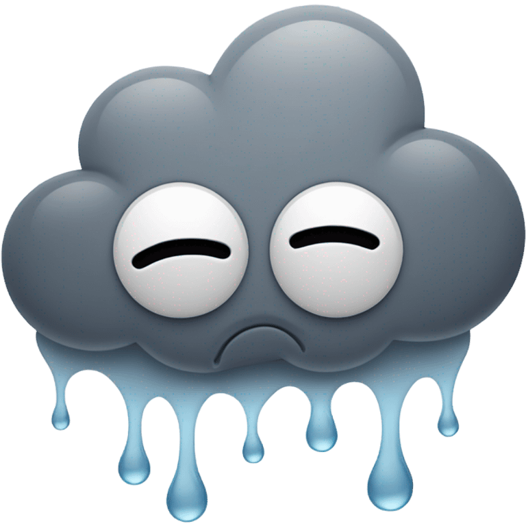 frown face emoji under raining cloud emoji emoji