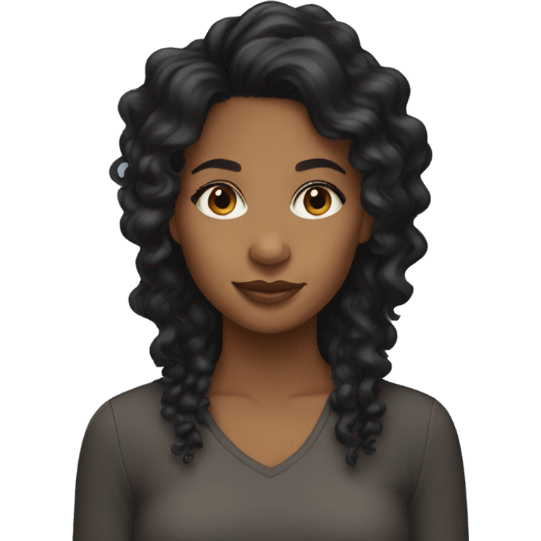 brown girl with long black curly hair emoji